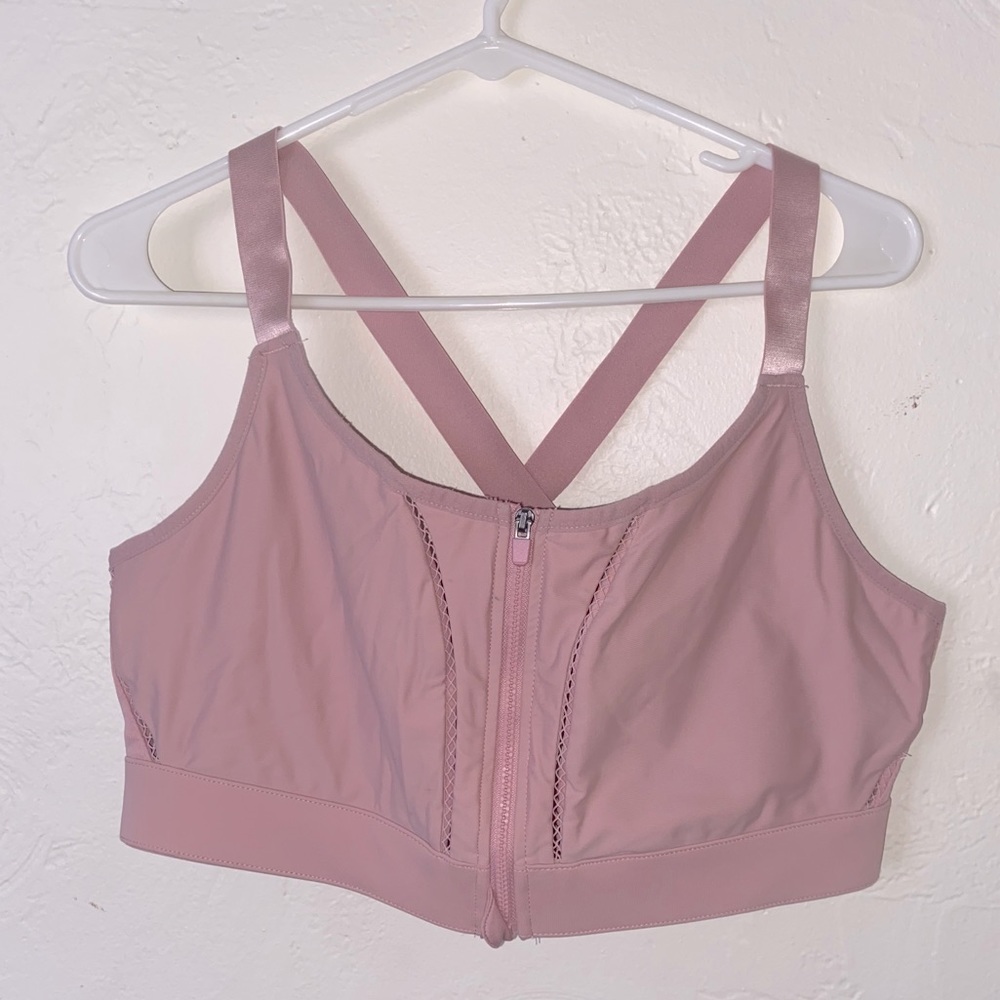 Light Pink Front Zip Sports Bra